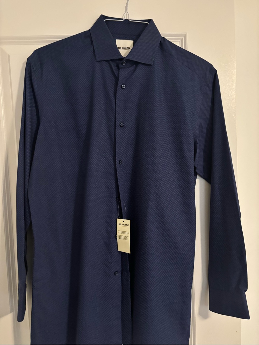 Ben Sherman Men's Dark Navy Textured Dress Shirt